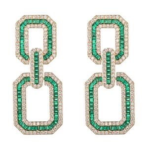 Eye Candy Green and Gold Link Earrings‎ BNWT sealed